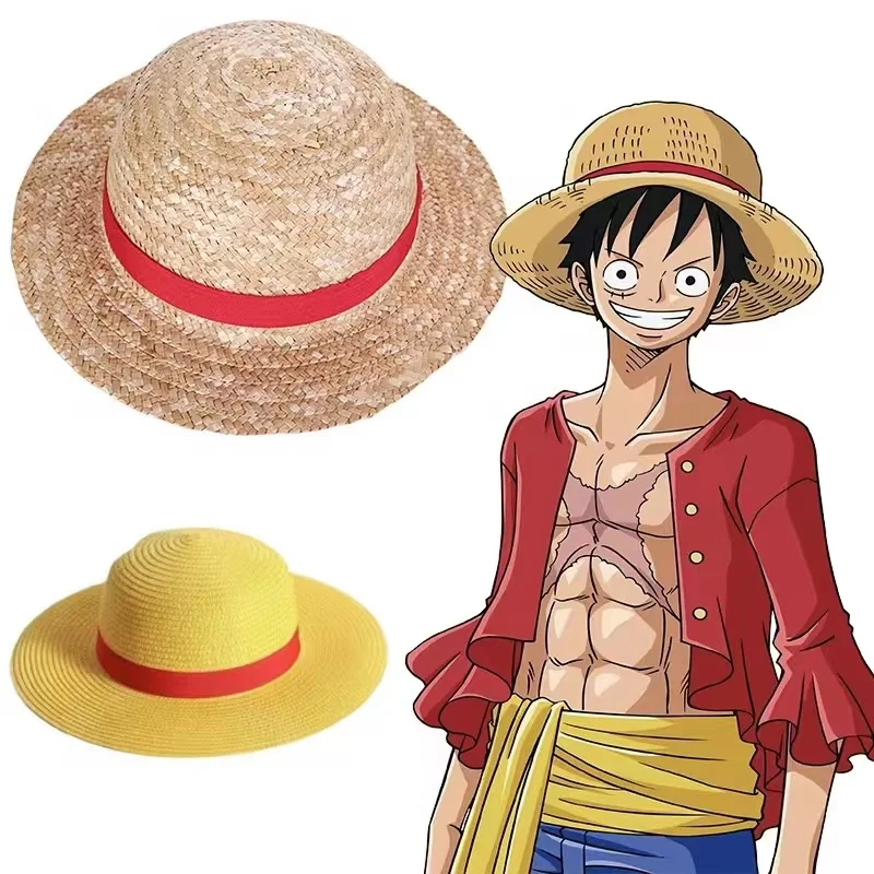 One Piece Straw Hat - หมวกฟางลูฟี่ วันพีซ การ์ตูนคอสเพลย์ หมวกกันแดด หมวกพ่อแม่ลูก หมวกลูฟี่สำหรับผู้หญิงผู้ชาย