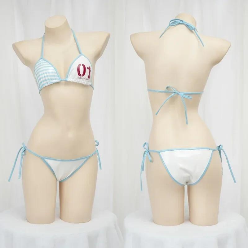 Anime Cosplay Japanese Girl - ชุดคอสเพลย์สาวญี่ปุ่นน่ารักสไตล์อนิเมะ ชุดบิกินี่หนังรัดรูปโชว์หลัง ชุดชั้นในมินิ ชุดนอน