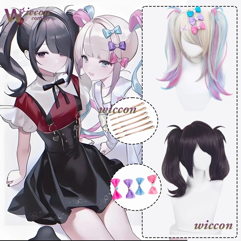 Anime Cosplay Girl With Black Hair - วิกผมสังเคราะห์ทนความร้อน Angel-chan 2 สไตล์ สีดำ/ไล่เฉดสี วิกผมแฟนซี