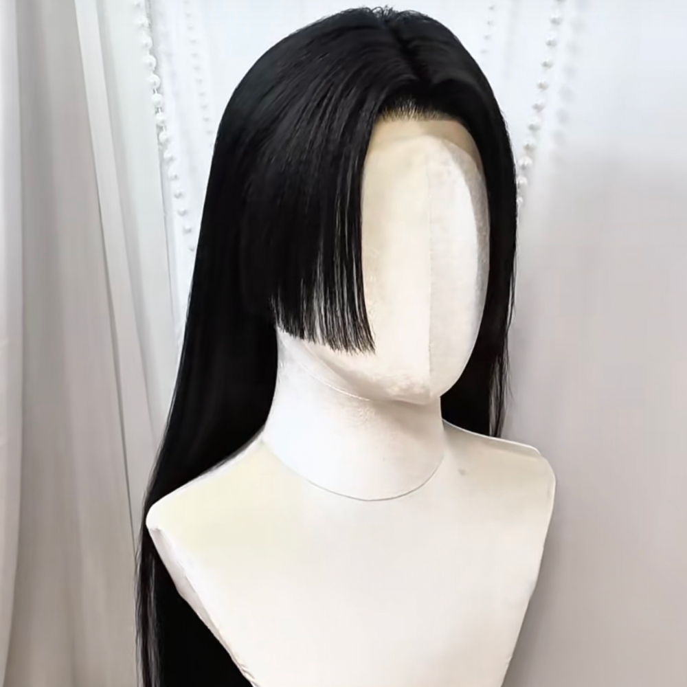 Anime Cosplay Girl With Black Hair - อะนิเมะ โบอา แฮนค็อกคอสเพลย์วิกผมยาวตรงผมสีดำโรสเน็ตหมวกด้านในทนความร้อนใยสังเคราะห์วิกผมสำหรับผู้หญิงหญิงสาว