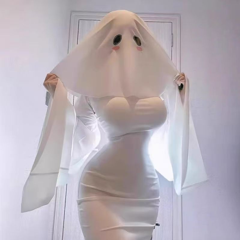Anime Cosplay Nun - ชุดคอสเพลย์ต้นฉบับ ชุดผี ชุดเต็มเซ็ต แขนยาว ทรงเข้ารูป สำหรับฮาโลวีน