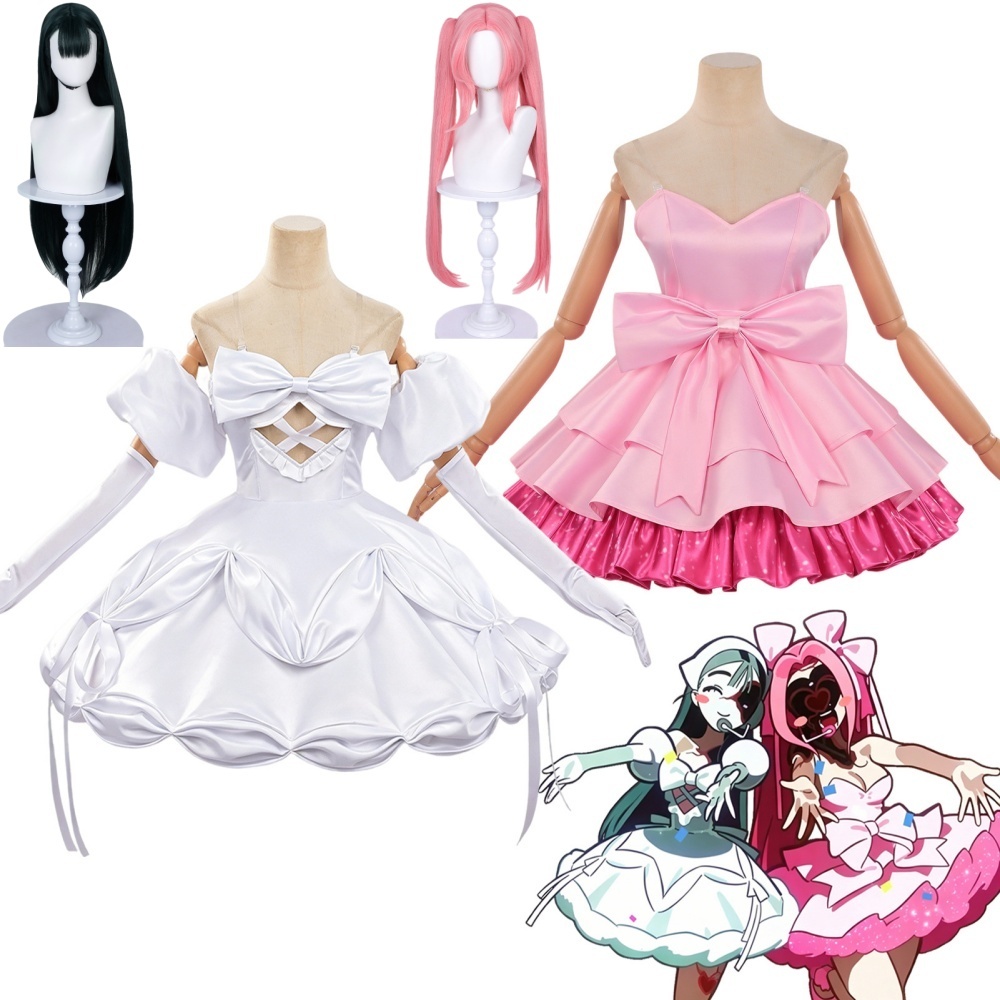 Anime Zombie Cosplay - อะนิเมะเอเลี่ยน สเตจ ซอมบี้ สเตจ มิซิคอสเพลย์ชุดวิกผมมิซิ ซัวน่ารักโบว์ใหญ่สีขาวชุดโลลิต้าเสื้อผ้าฮาโลวีนชุด