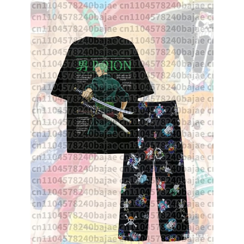 One Piece Straw Hat - ชุดนอนลายหมวกฟางลูฟี่วันพีซ ปี 2026 เสื้อยืดและกางเกงขายาว ชุดนอนอนิเมะสำหรับทุกเพศ เนื้อผ้านุ่ม