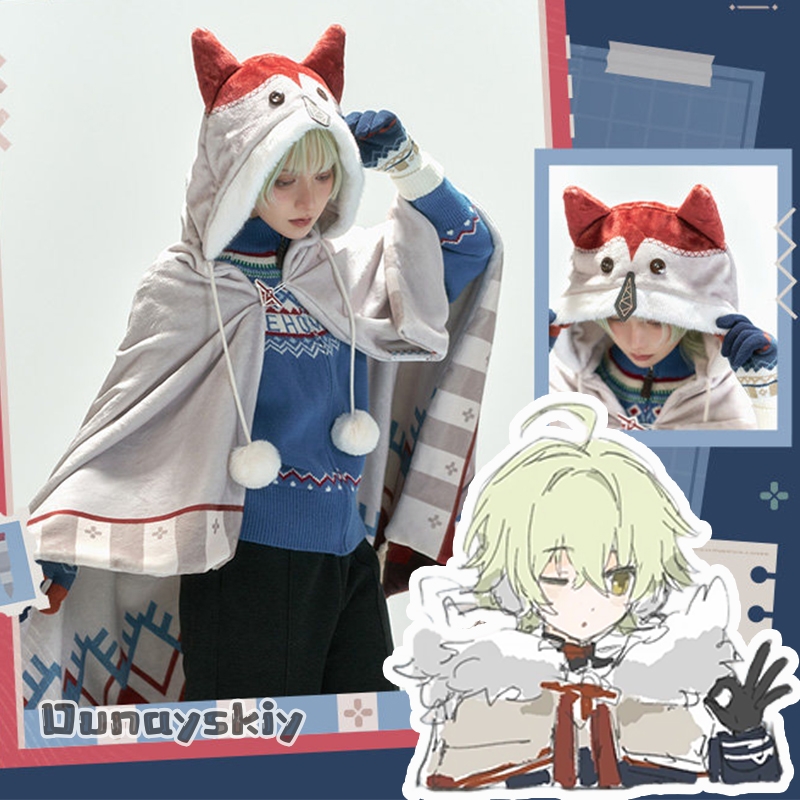 Anime Cosplay Series - ชุดคอสเพลย์เกมอนิเมะ: Genshin Impact ชุดเสื้อคลุมและถุงมือของอเลียวชา ชุดนักล่าสัตว์สโนว์นอยา สำหรับผู้หญิงและผู้ชายในวันฮาโลวีน