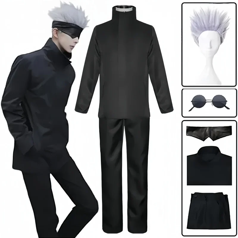 Anime Cosplay Glasses - อะนิเมะจูจุสึ ซาโตรุ โกโจคอสเพลย์เครื่องแต่งกายผ้าปิดตาวิกผมฟรีแว่นตาปาร์ตี้ฮาโลวีนผู้ชายผู้หญิง