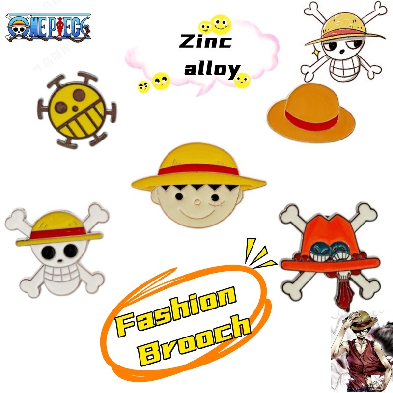 One Piece Straw Hat - เข็มกลัดการ์ตูนวันพีซลายหมวกฟางของลูฟี่ ทำจากเรซินผสมโลหะสไตล์อนิเมะ เป็นของขวัญเครื่องประดับที่ทันสมัยและสร้างสรรค์