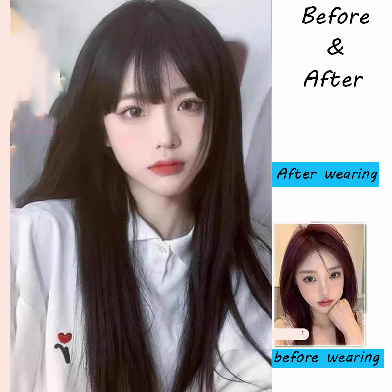 วิกผมยาวตรงสีดำสไตล์เกาหลีสังเ - Anime Cosplay Girl With Black Hair บทวิจารณ์และราคา