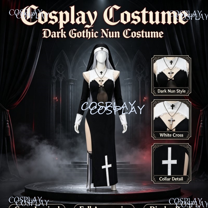 ชุดยูนิฟอร์มผ่าขาสูงสำหรับงานฮ - Anime Cosplay Nun บทวิจารณ์และราคา