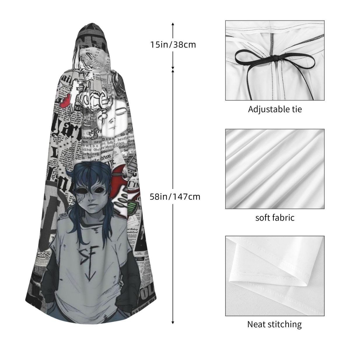 เสื้อคลุมมีฮู้ดยาวของแซลลี่ เฟ - Anime Cosplay Face บทวิจารณ์และราคา