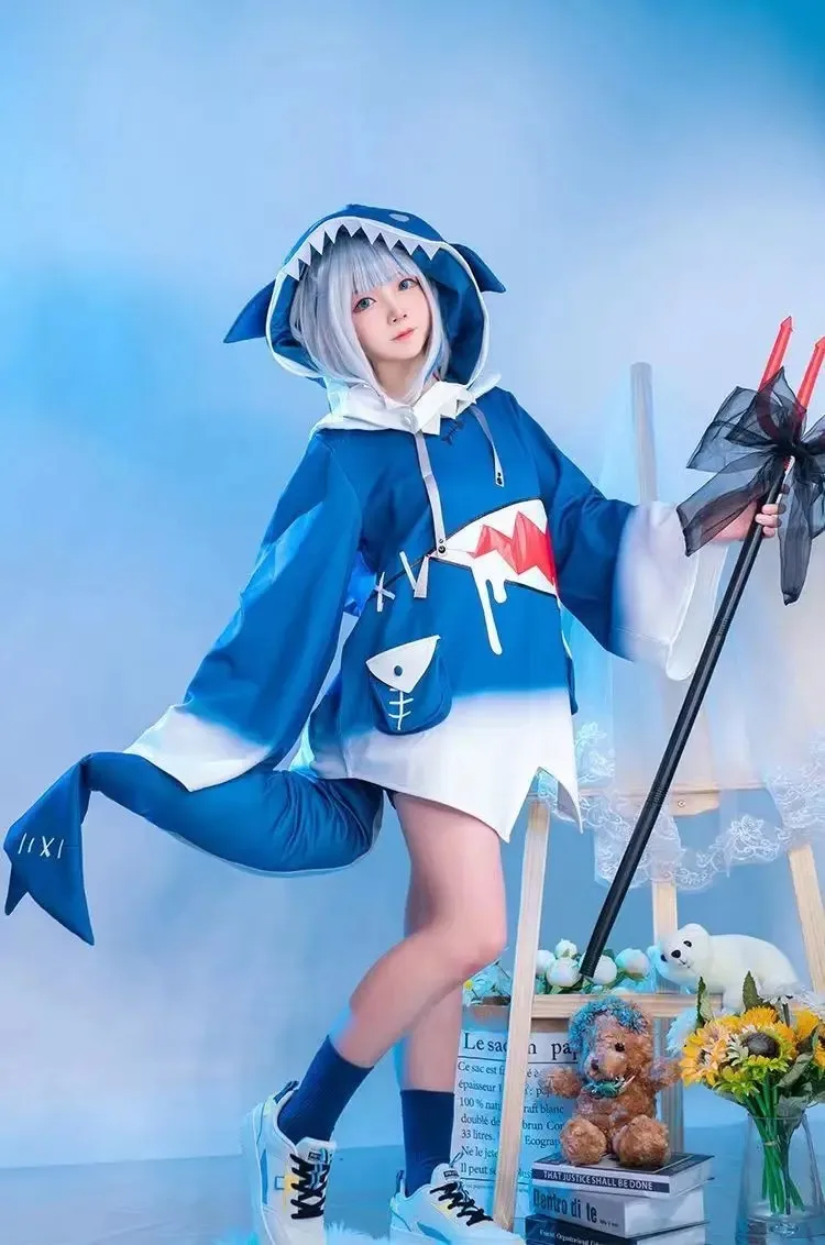 ชุดคอสเพลย์ Gawr Gura จาก Holo - Anime Cosplay Youtuber บทวิจารณ์และราคา