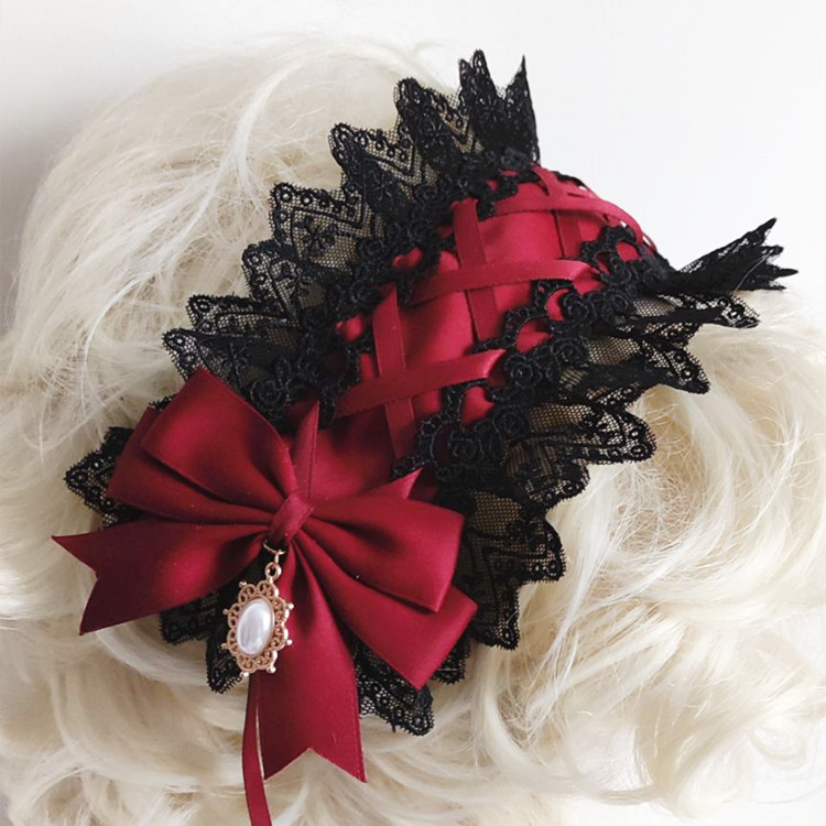 แถบคาดผมลูกไม้สไตล์กอธิคสีแดงเ - Anime Cosplay Girl With Black Hair บทวิจารณ์และราคา